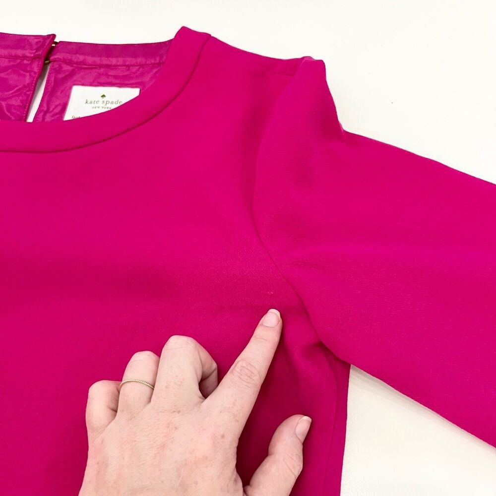 Kate Spade Demi Sweetheart Shift Scallop Dress Pink 3/4 Sleeve Shift Dress 10 - Picture 6 of 6